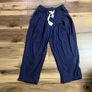 Free People Beach Navy Blue Ribbed Pleated Sweatpants Sz XS